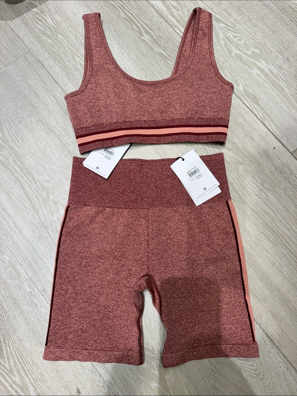 The Upside Heathered Rose Kids Bike Shorts Set